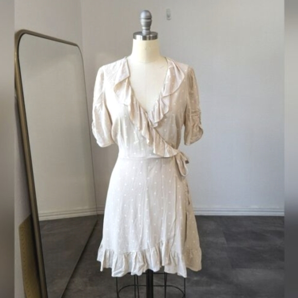 Sanctuary Heart Throb Polka Dot Faux Wrap Dress Women's Ruffle Lined - Picture 4 of 6